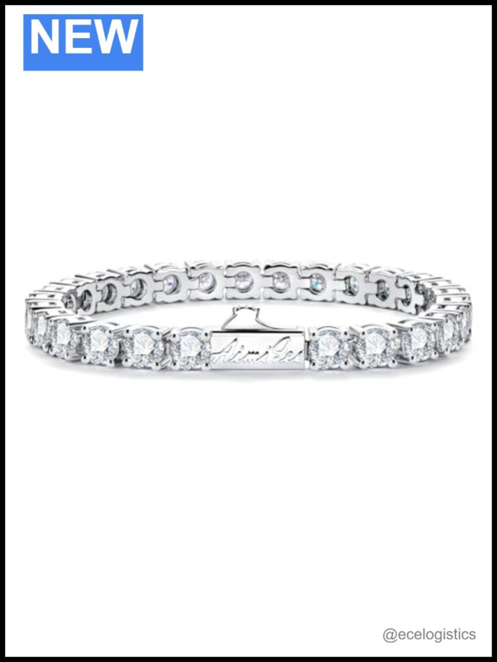 Moissanite Tennis Bracelet 925 Sterling Silver Round Brilliant Cut 7.5in